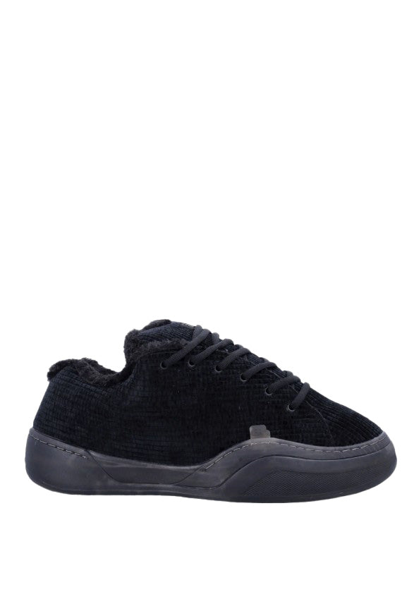 Sneakers in velluto a coste vamp in nero 