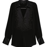 Blusa con ricamo floreale in nero Ermanno Scervino - donna 