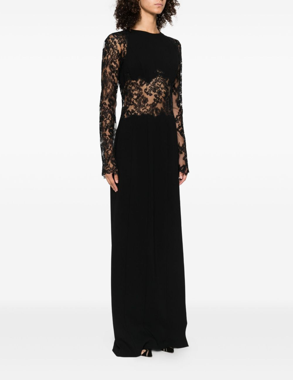Abito lungo con inserti in pizzo nero Ermanno Scervino - donna 