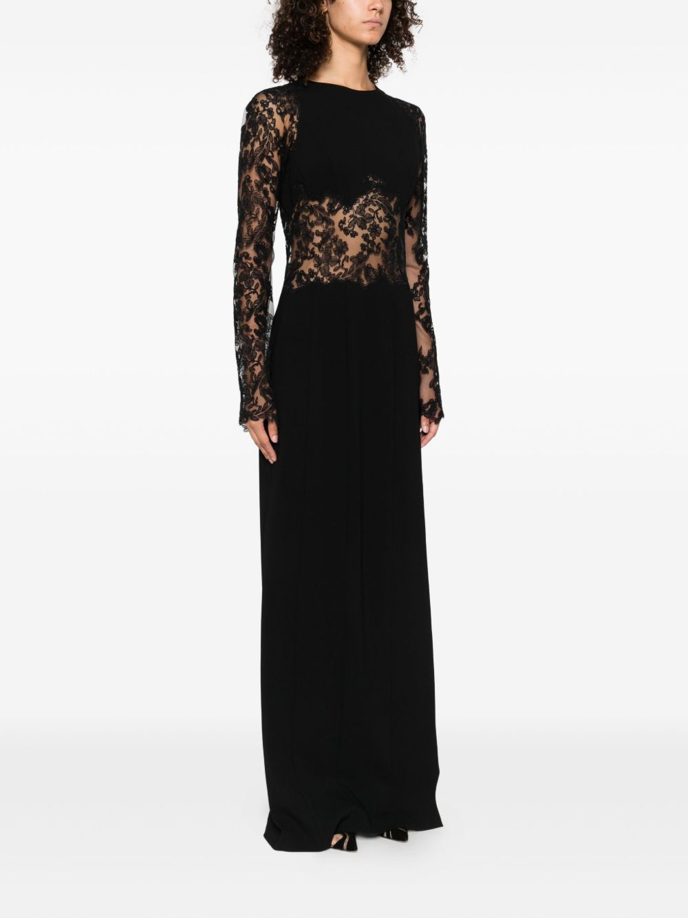 Abito lungo con inserti in pizzo nero Ermanno Scervino - donna 