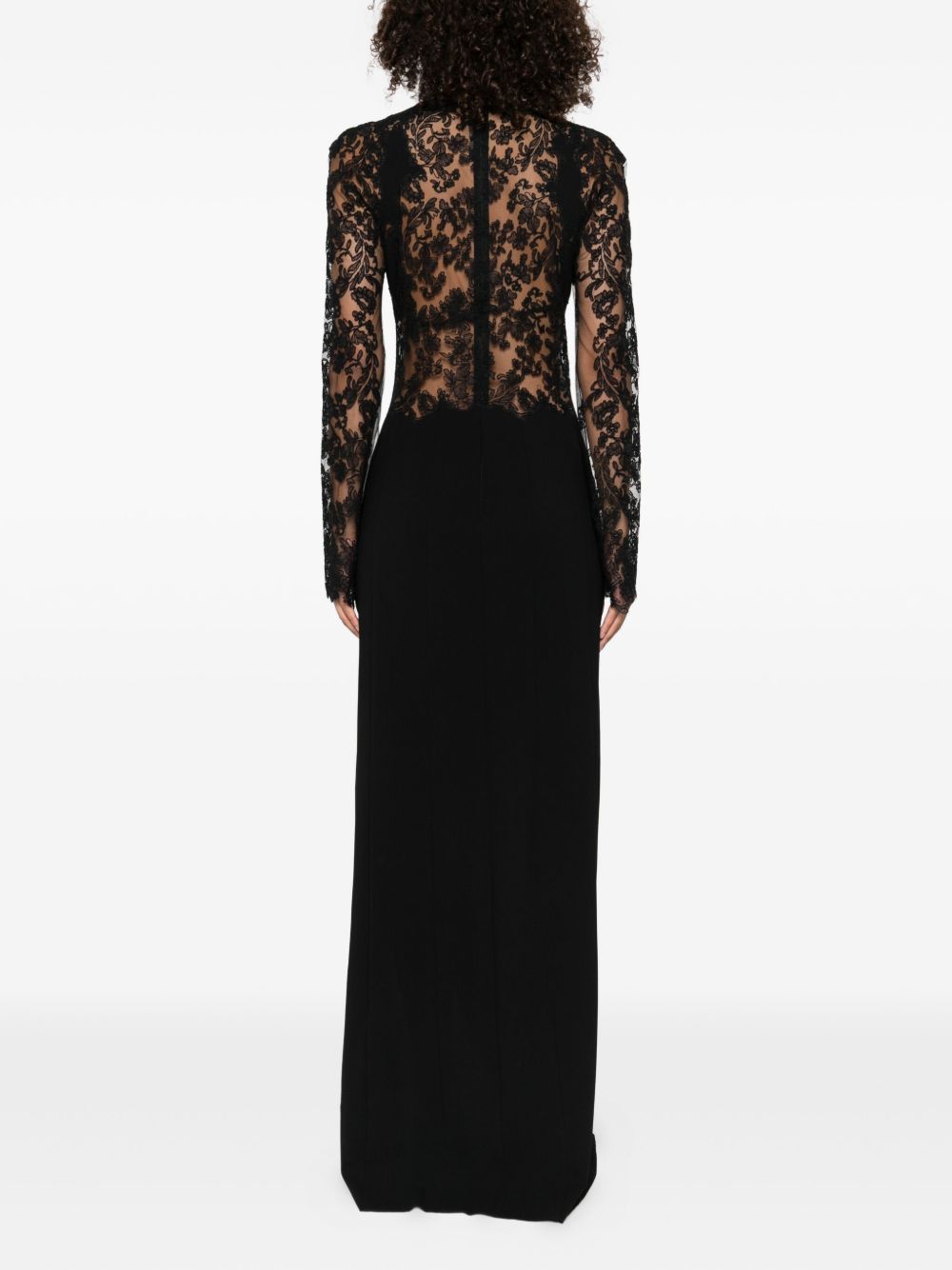 Abito lungo con inserti in pizzo nero Ermanno Scervino - donna 