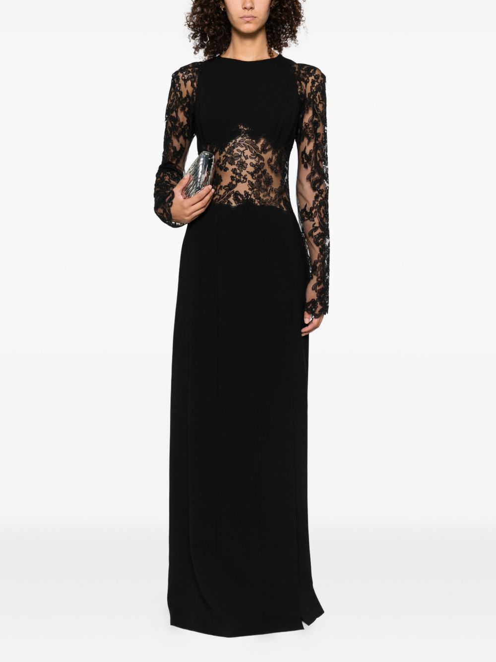 Abito lungo con inserti in pizzo nero Ermanno Scervino - donna 