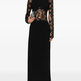 Abito lungo con inserti in pizzo nero Ermanno Scervino - donna 