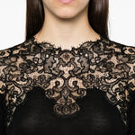 Maglione con bordo di pizzo in nero Ermanno scervino - donna 