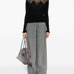 Maglione con bordo di pizzo in nero Ermanno scervino - donna 