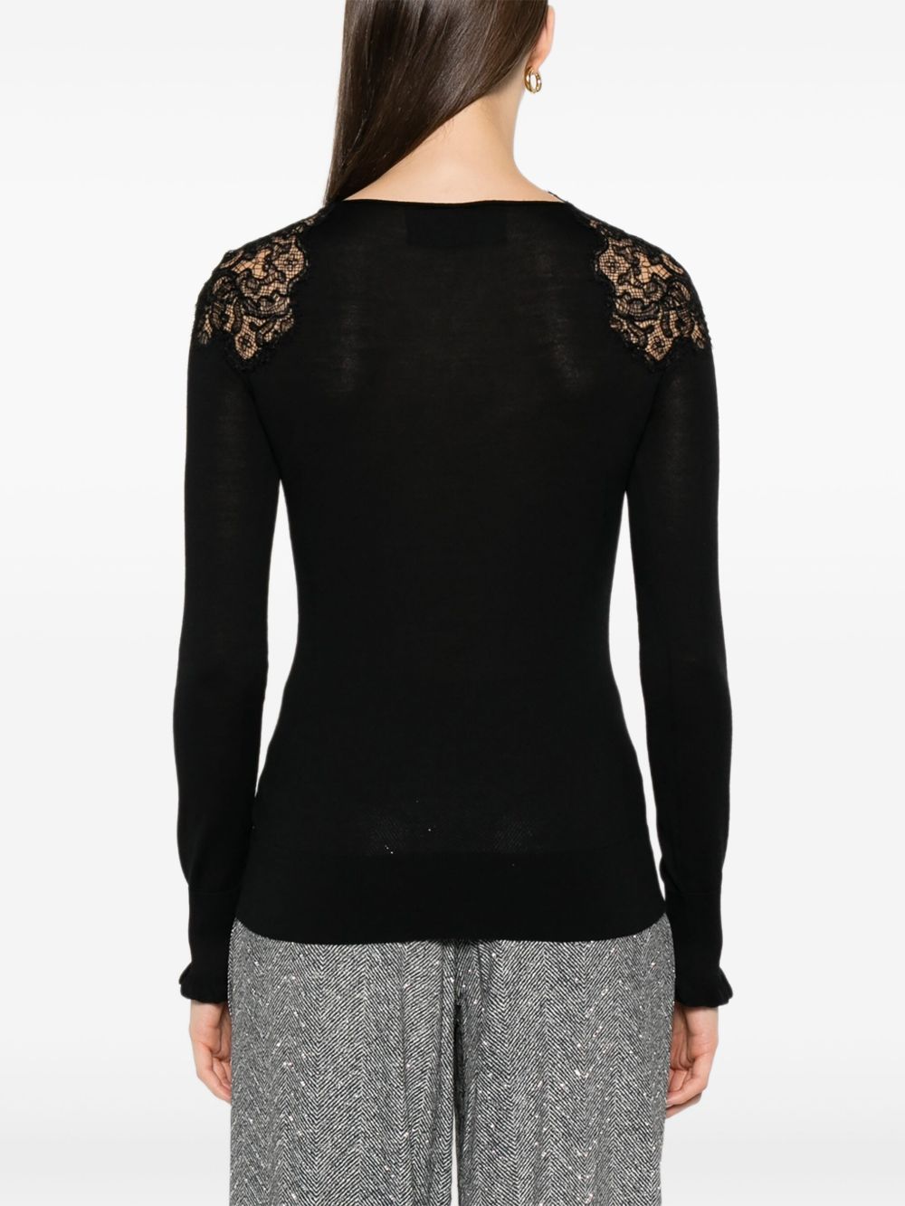 Maglione con bordo di pizzo in nero Ermanno scervino - donna 