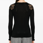 Maglione con bordo di pizzo in nero Ermanno scervino - donna 