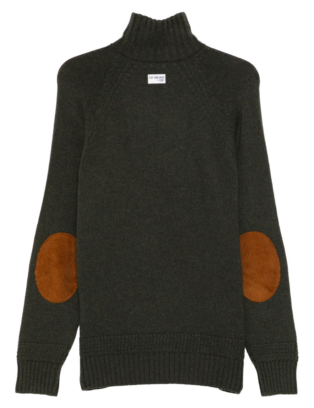 Maglione con mezza zip e toppa sui gomiti in verde Fay - uomo 
