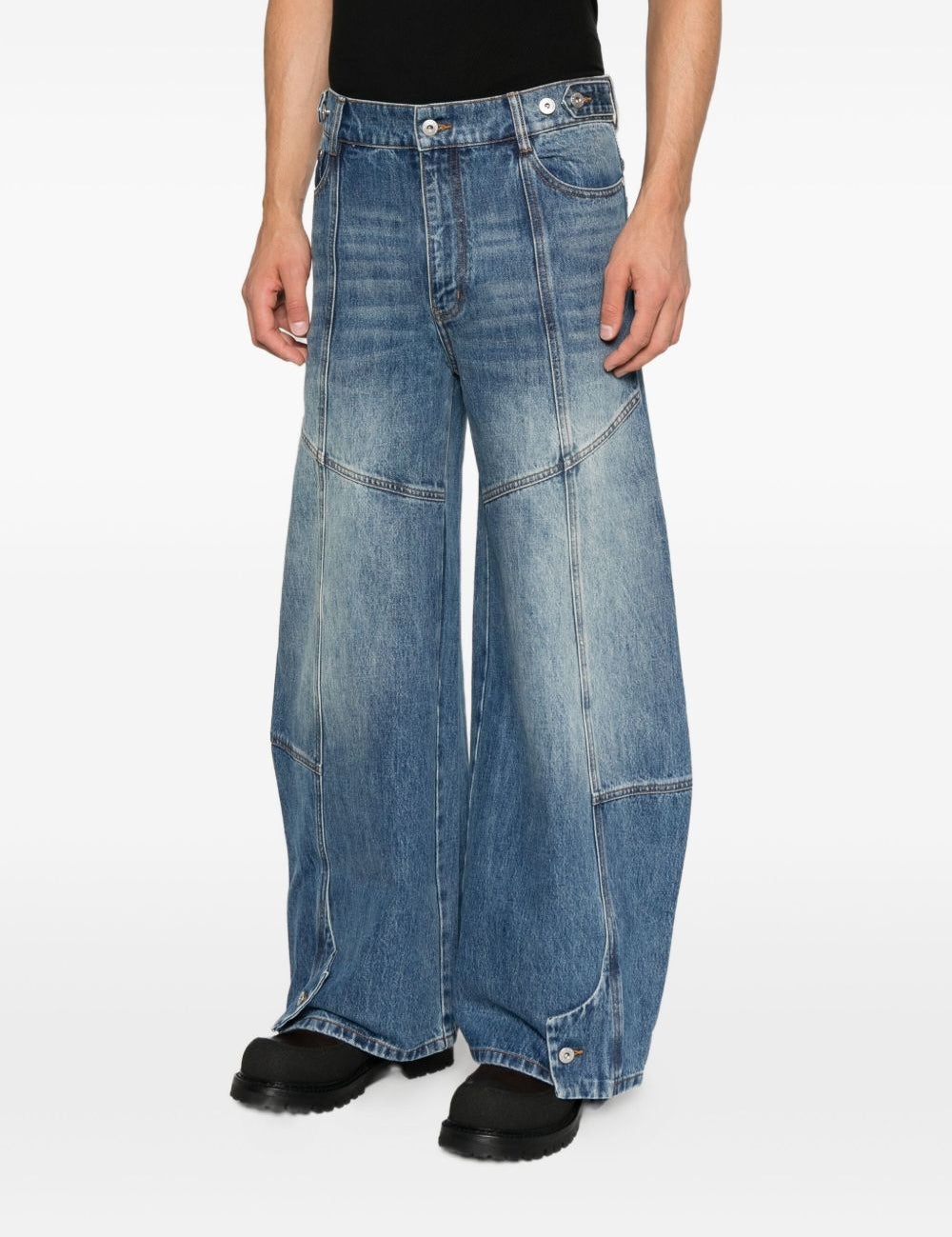Jeans con pannelli a gamba ampia in blu Feng chen wang - uomo 
