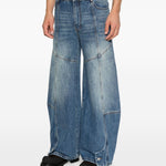Jeans con pannelli a gamba ampia in blu Feng chen wang - uomo 