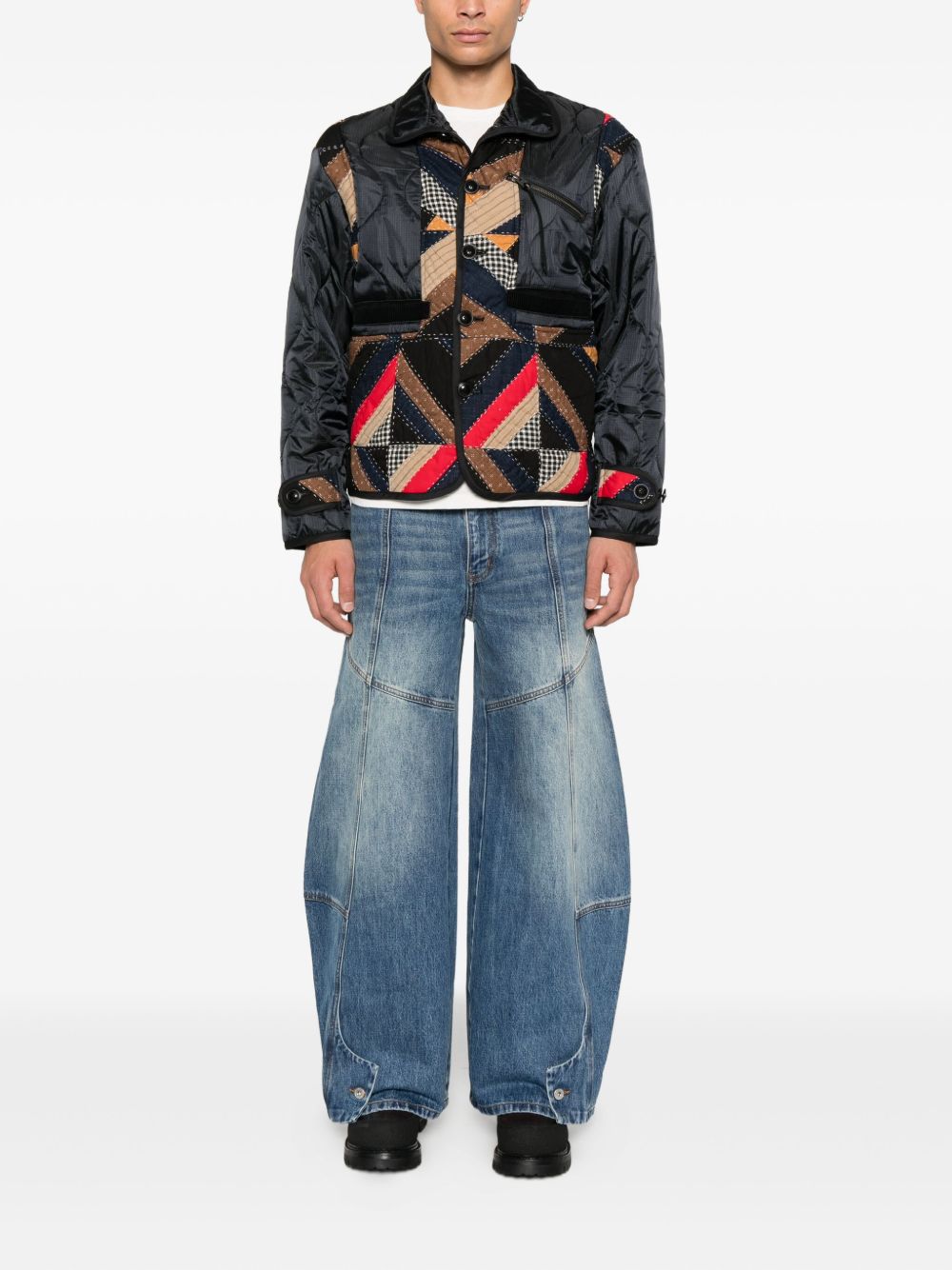 Jeans con pannelli a gamba ampia in blu Feng chen wang - uomo 