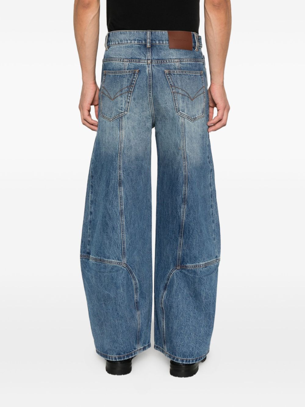 Jeans con pannelli a gamba ampia in blu Feng chen wang - uomo 