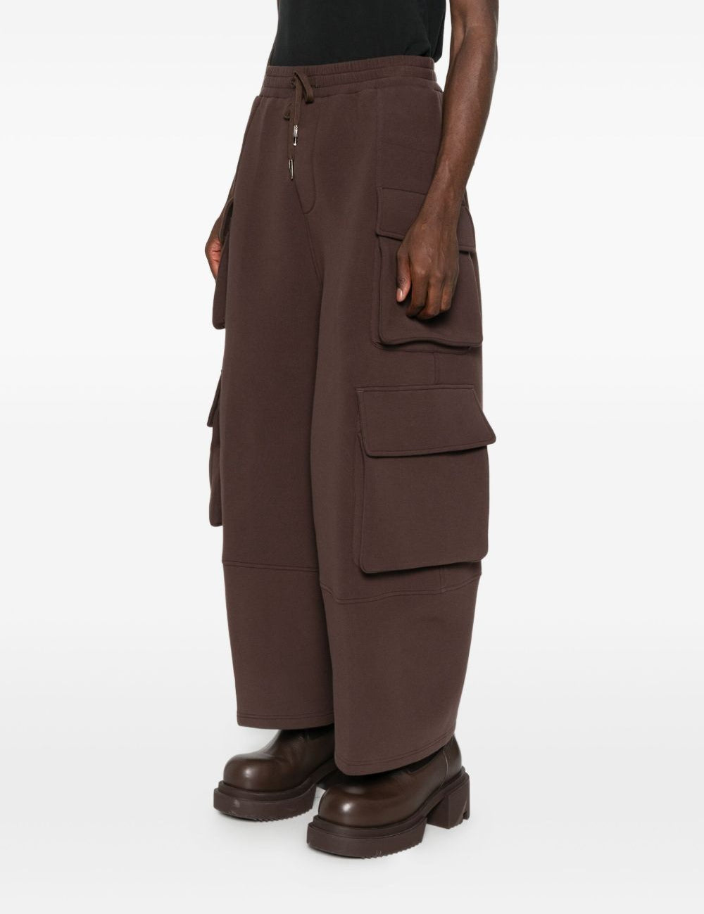 Pantaloni cargo con coulisse in marrone Feng Chen Wang - uomo 