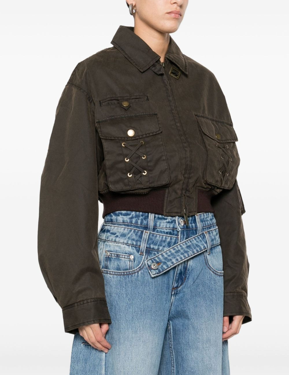 Giacca crop con tasche in marrone Feng chen wang - donna 