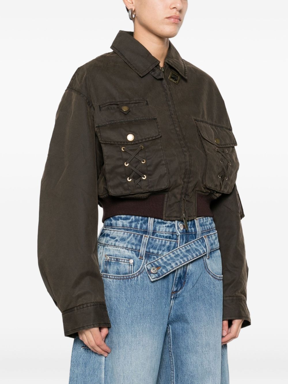 Giacca crop con tasche in marrone Feng chen wang - donna 