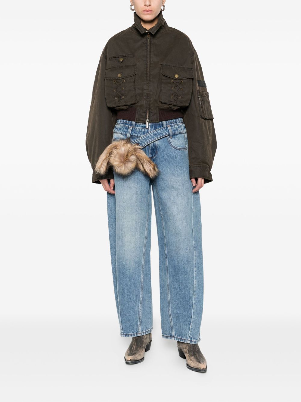 Giacca crop con tasche in marrone Feng chen wang - donna 