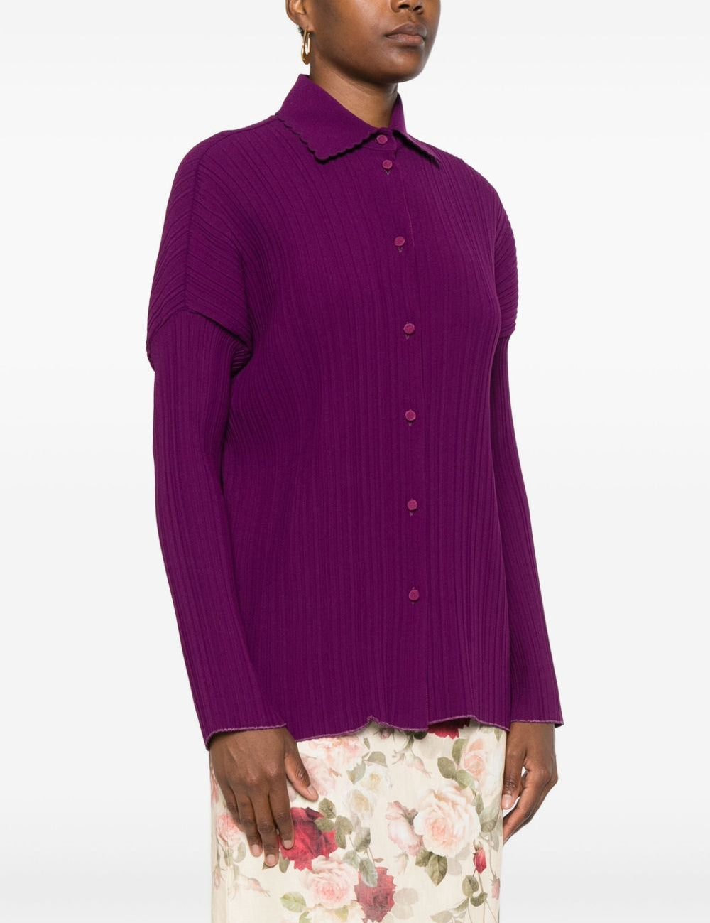 Camicia a coste in viola Forte forte - donna 