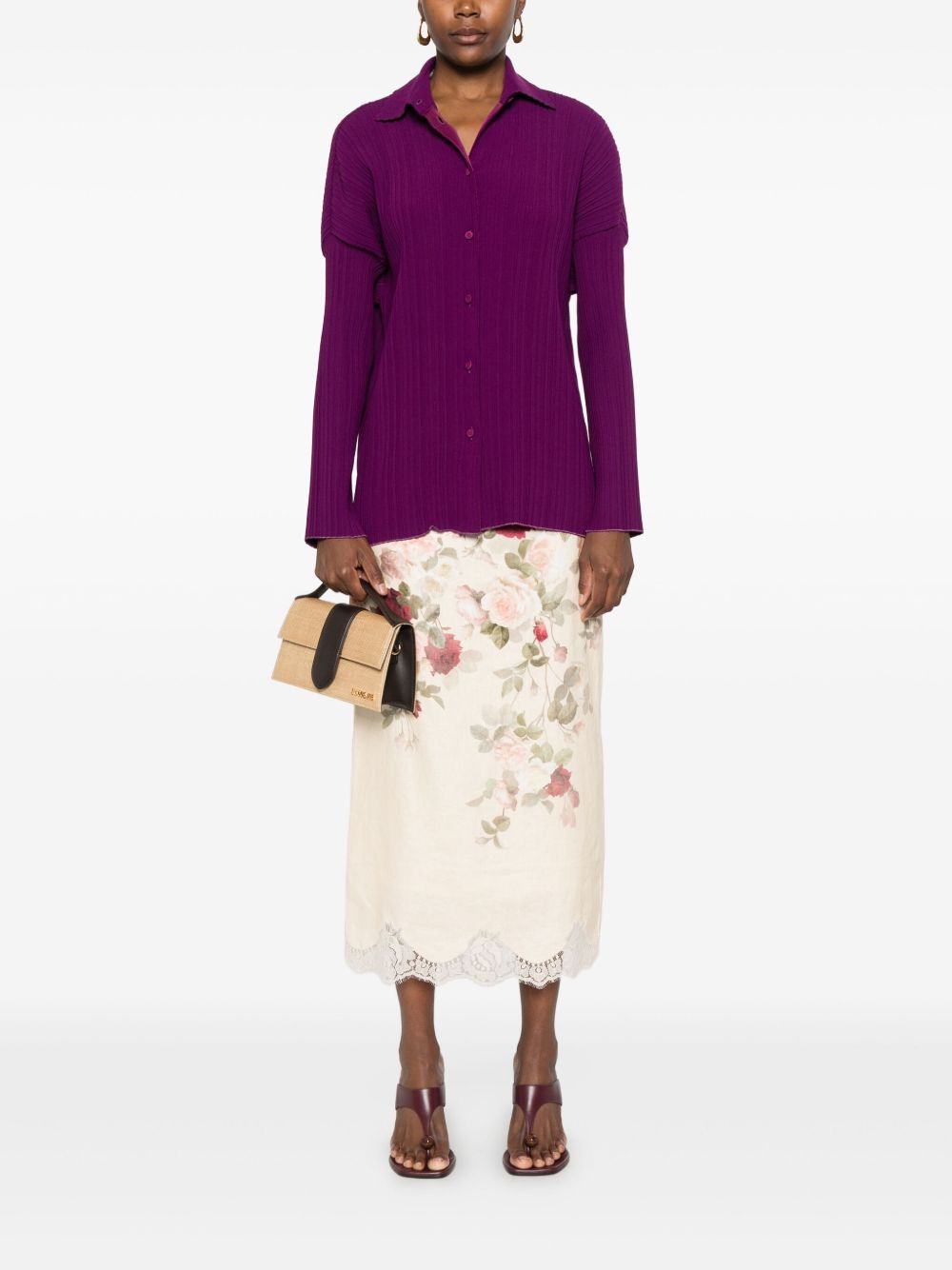 Camicia a coste in viola Forte forte - donna 