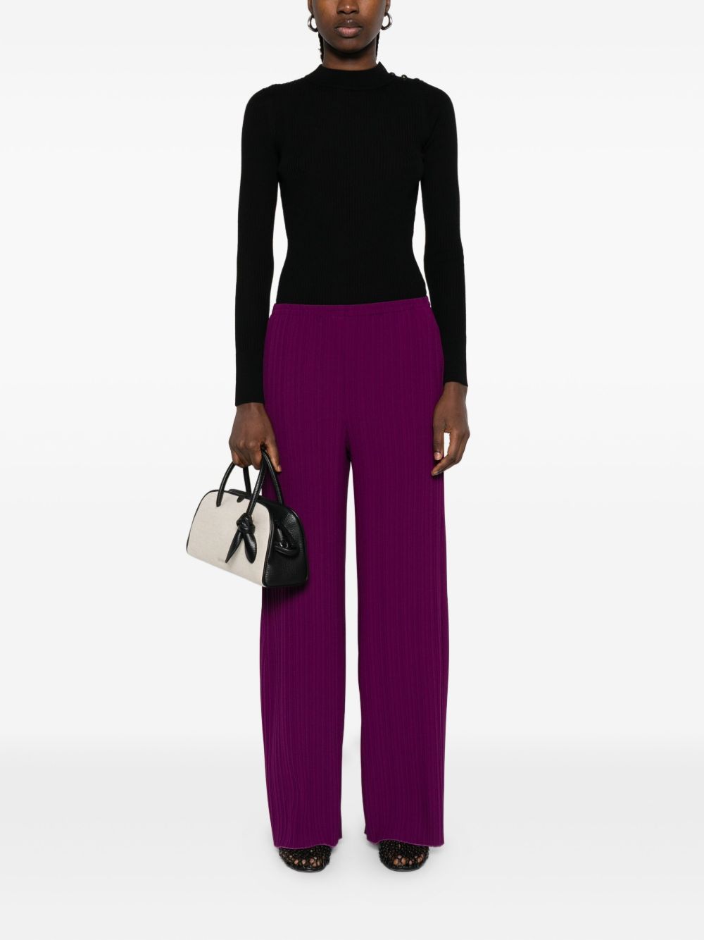 Pantaloni a gamba ampia in viola Forte forte - donna 