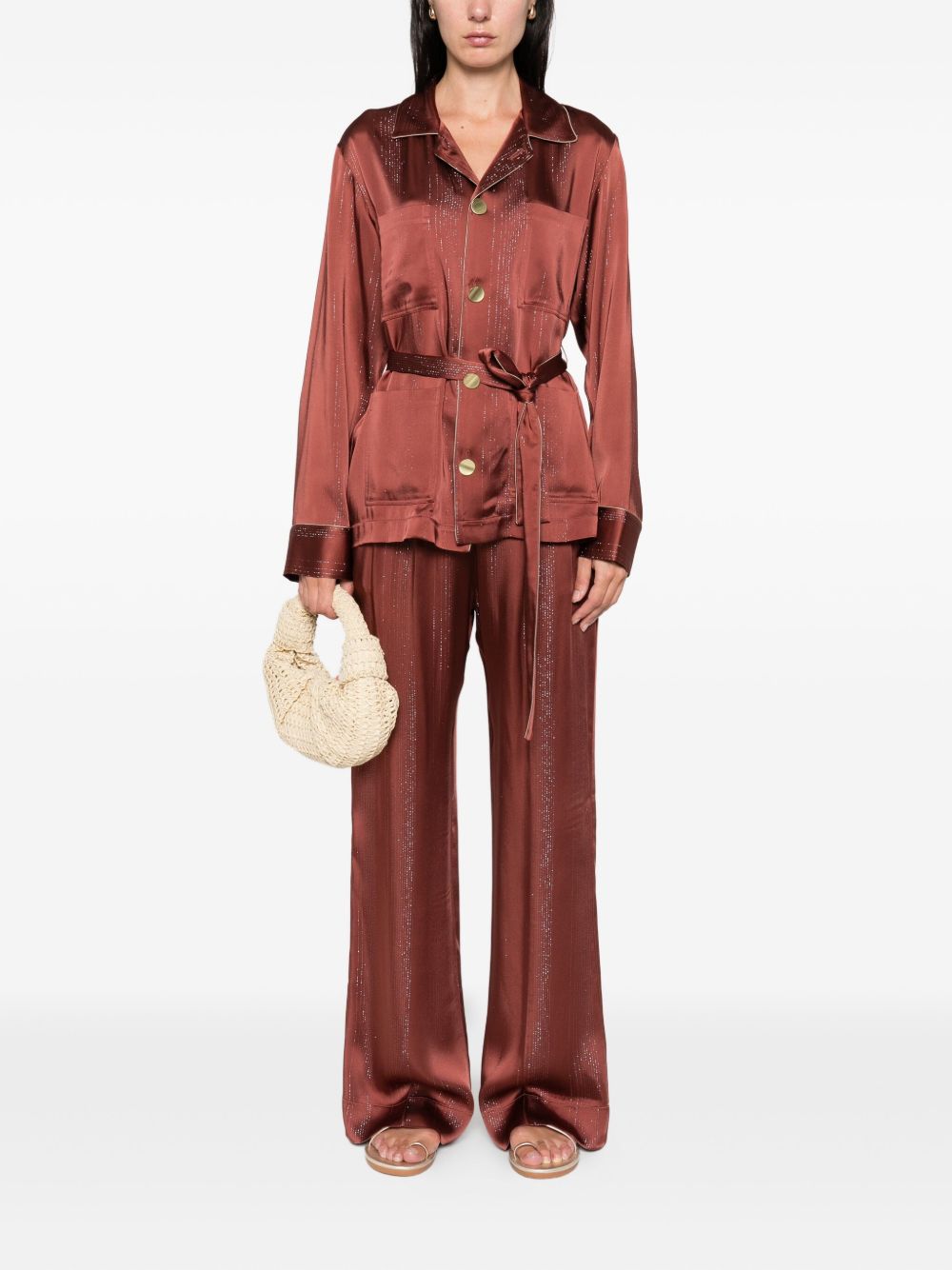 Giacca a righe con cintura in marrone Forte forte - donna 