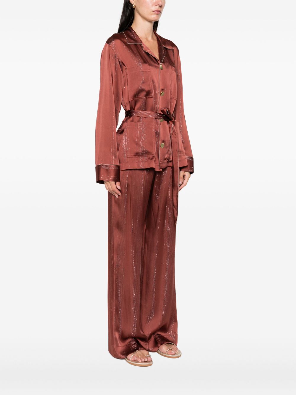 Giacca a righe con cintura in marrone Forte forte - donna 