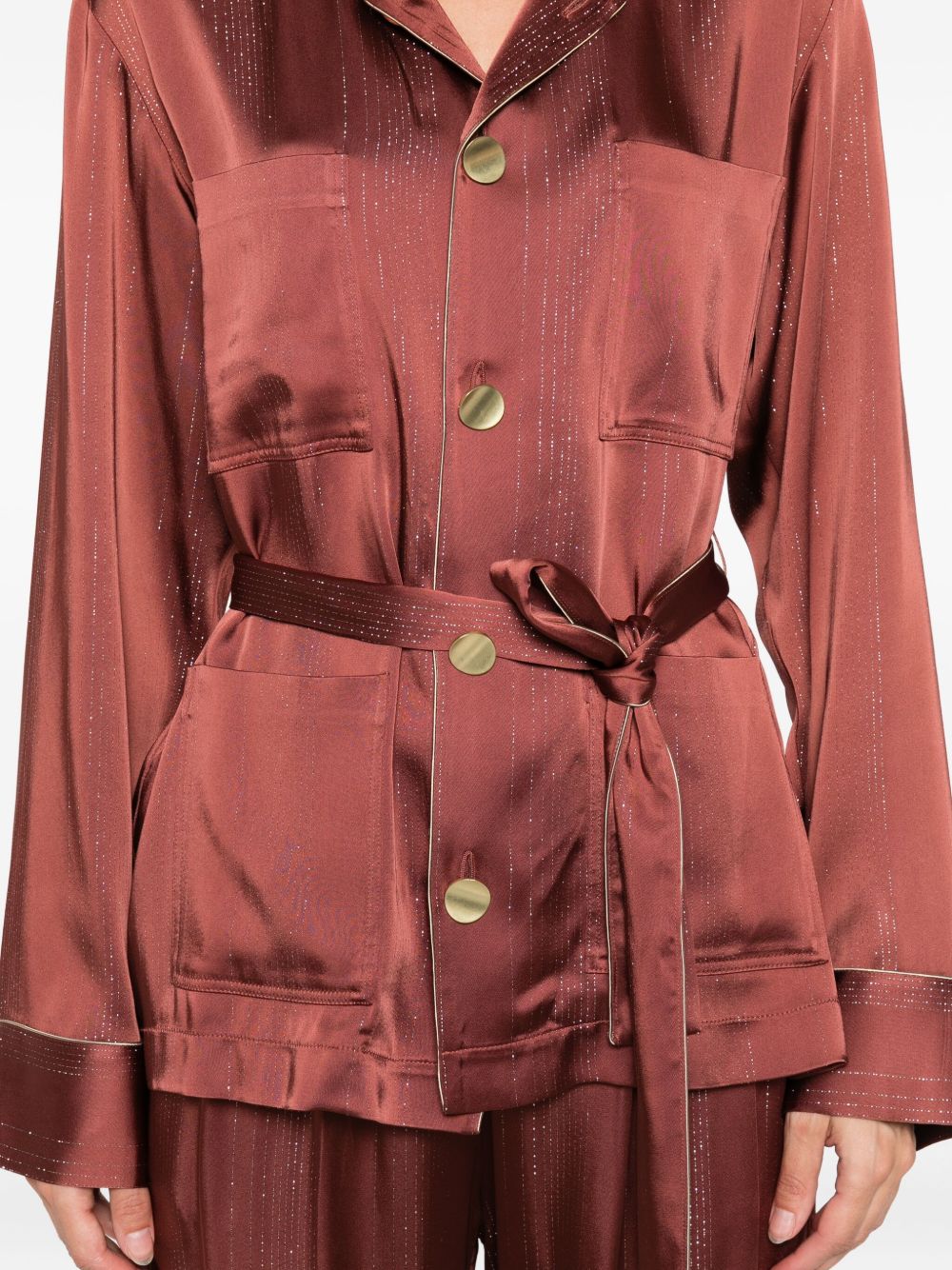 Giacca a righe con cintura in marrone Forte forte - donna 