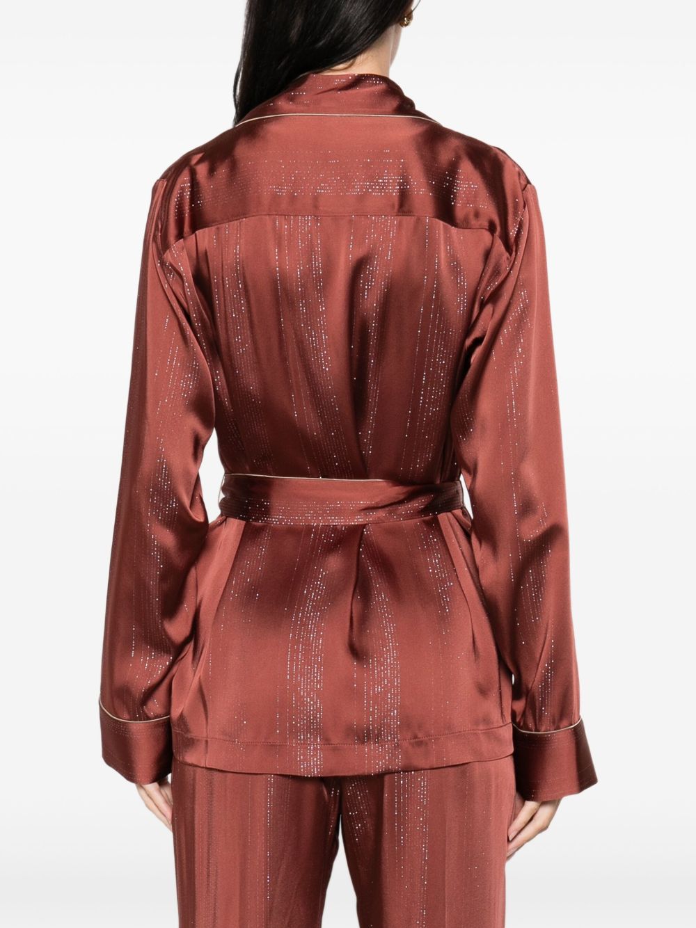 Giacca a righe con cintura in marrone Forte forte - donna 