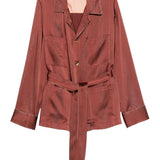 Giacca a righe con cintura in marrone Forte forte - donna 