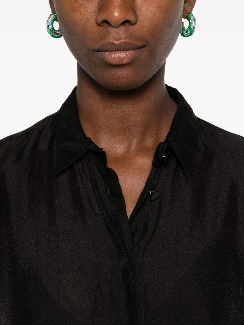 Camicia con inserto semi trasparente in nero Forte forte - donna 