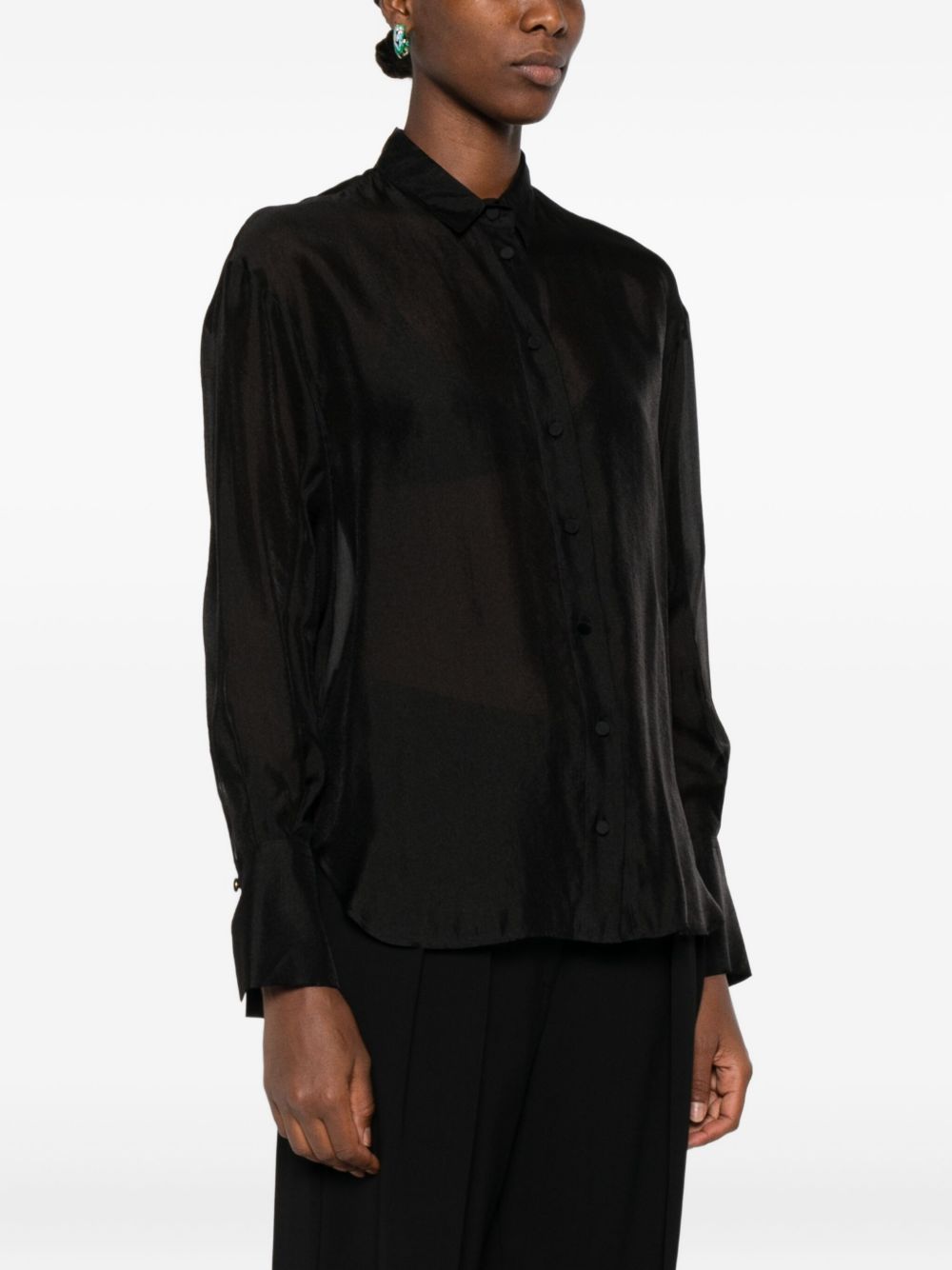 Camicia con inserto semi trasparente in nero Forte forte - donna 