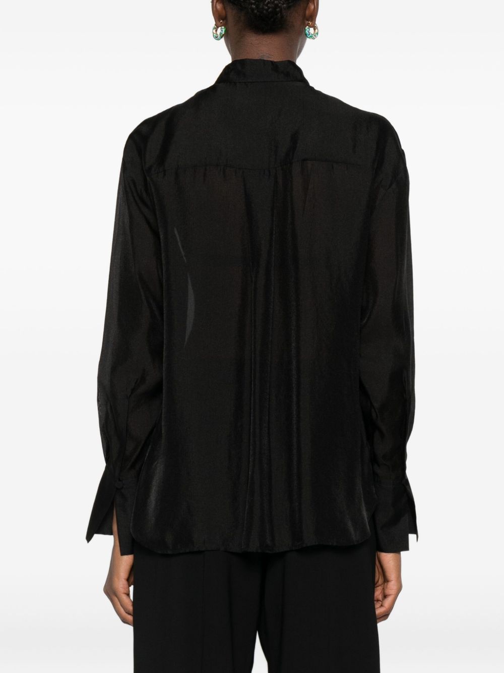 Camicia con inserto semi trasparente in nero Forte forte - donna 