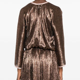 Blusa metallizzata a portafoglio in marrone Forte forte - donna 