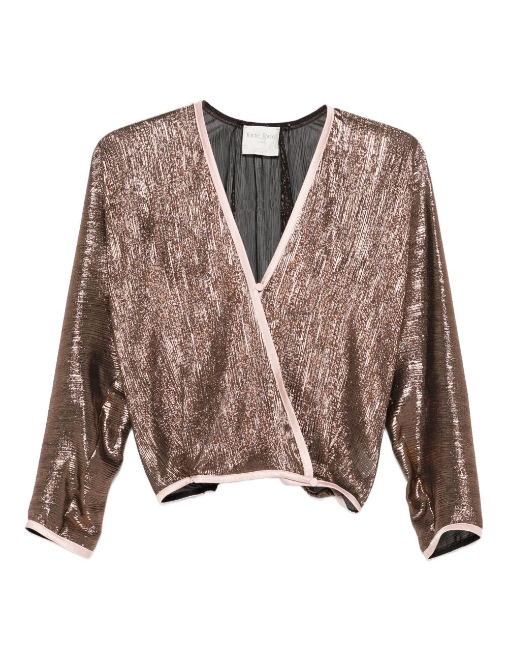 Blusa metallizzata a portafoglio in marrone Forte forte - donna 