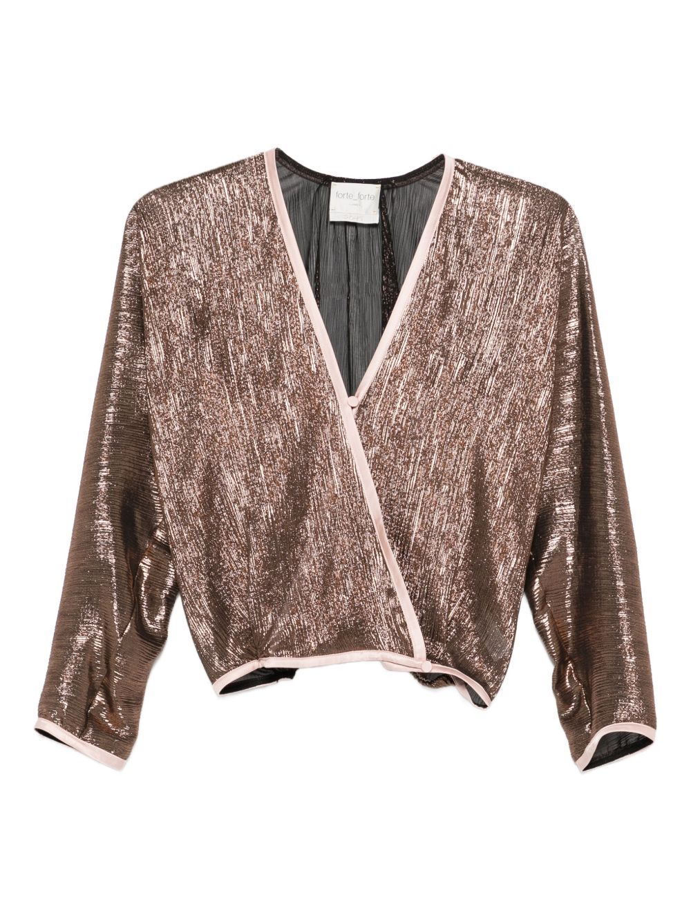 Blusa metallizzata a portafoglio in marrone Forte forte - donna 
