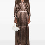 Gonna plissettata effetto metallizzato in marrone Forte forte - donna 