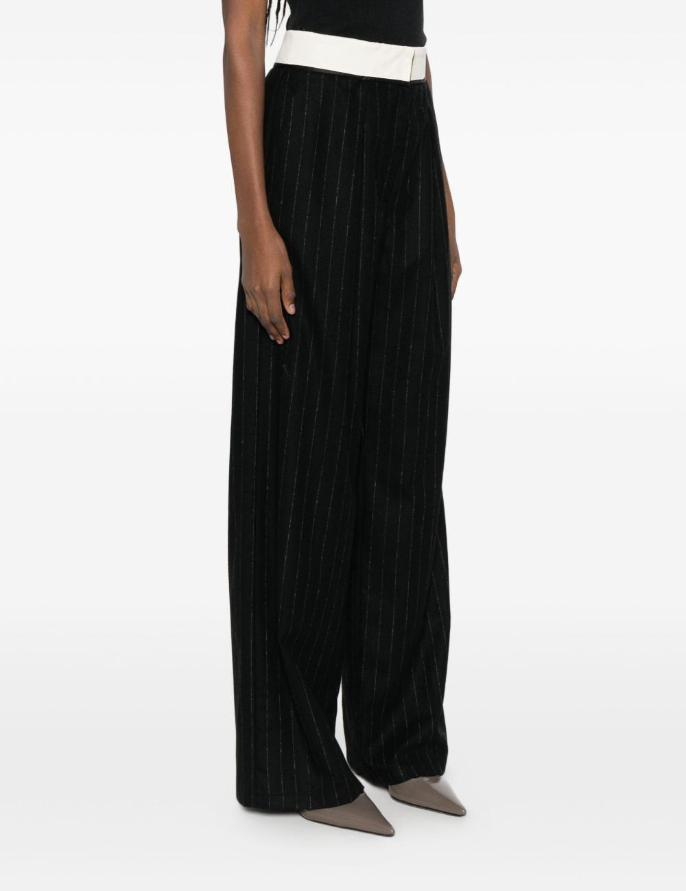 Pantaloni dritti gessati in nero Forte Forte - donna 