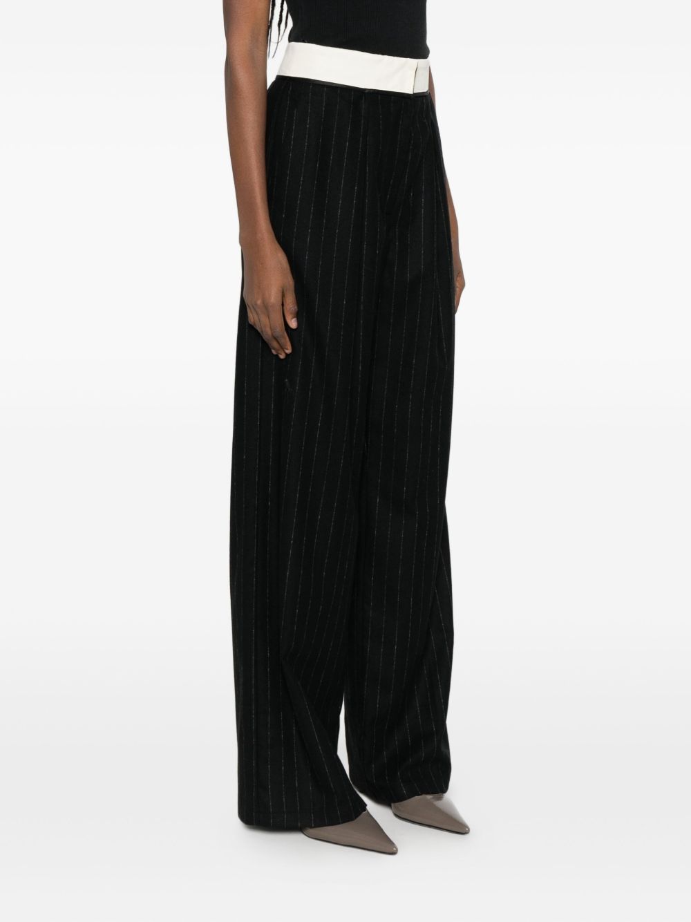 Pantaloni dritti gessati in nero Forte Forte - donna 