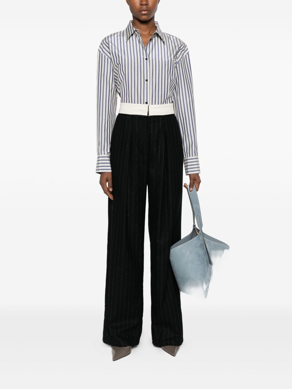 Pantaloni dritti gessati in nero Forte Forte - donna 
