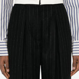 Pantaloni dritti gessati in nero Forte Forte - donna 