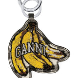 Portachiavi con logo in giallo e nero Ganni - donna 