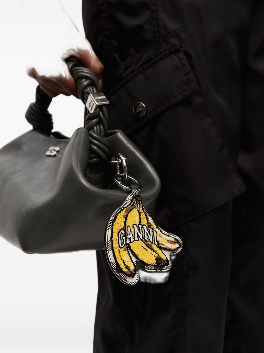 Portachiavi con logo in giallo e nero Ganni - donna 