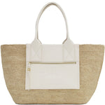 Borsa in raffia easy in beige e bianco Ganni - donna 