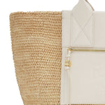 Borsa in raffia easy in beige e bianco Ganni - donna 