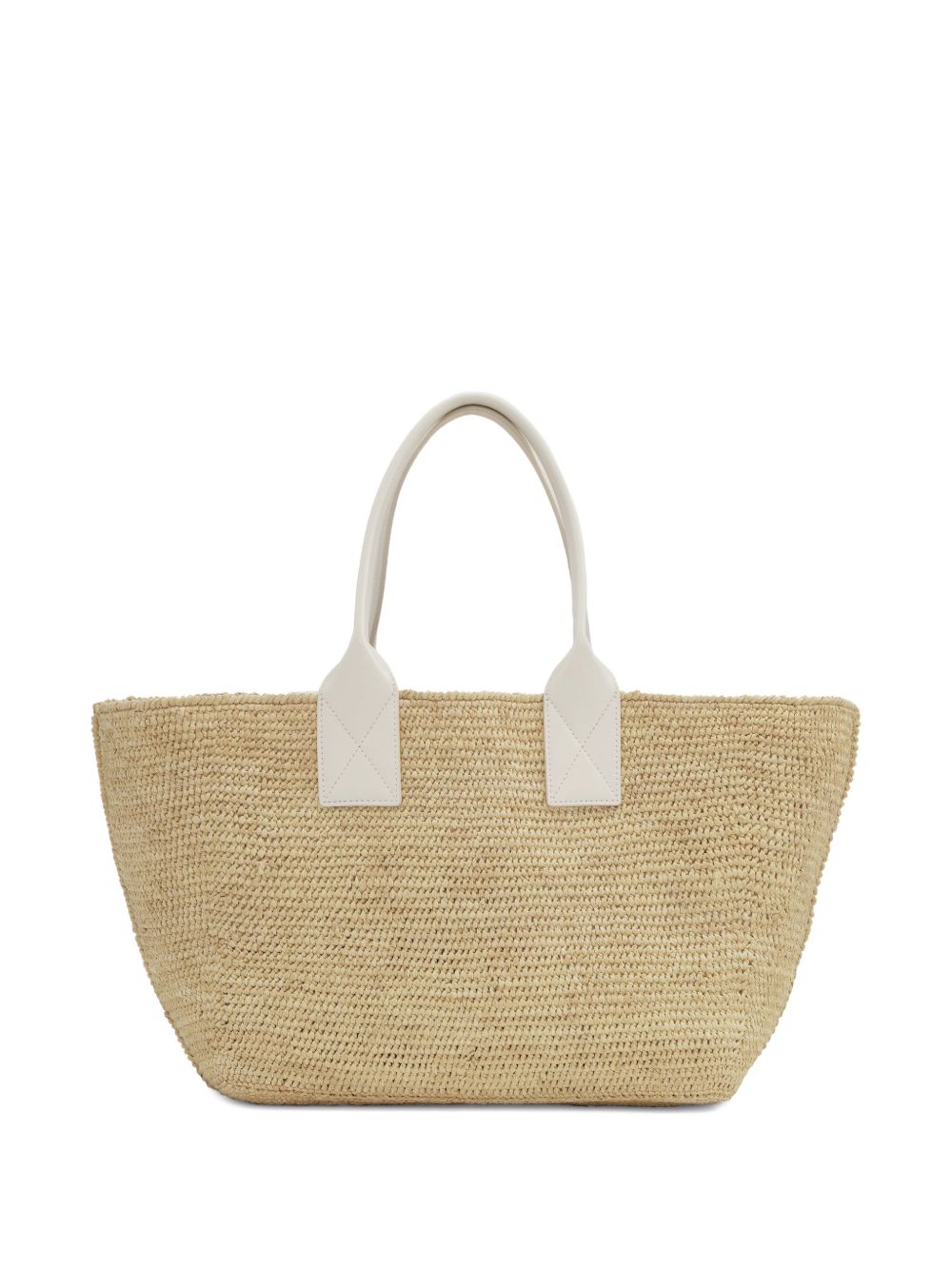 Borsa in raffia easy in beige e bianco Ganni - donna 