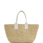 Borsa in raffia easy in beige e bianco Ganni - donna 