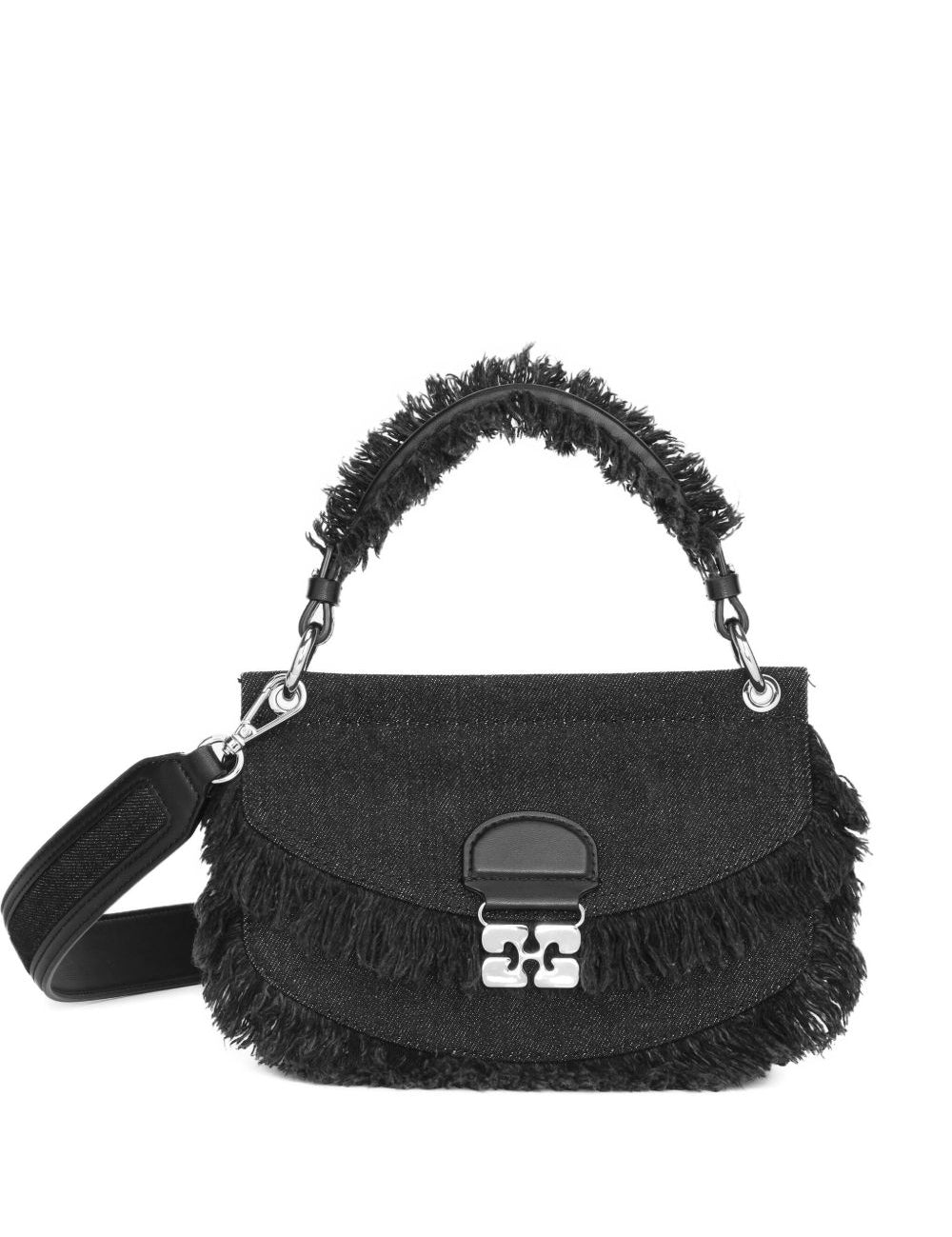 Borsa denim a mano con logo in nero Ganni - donna 