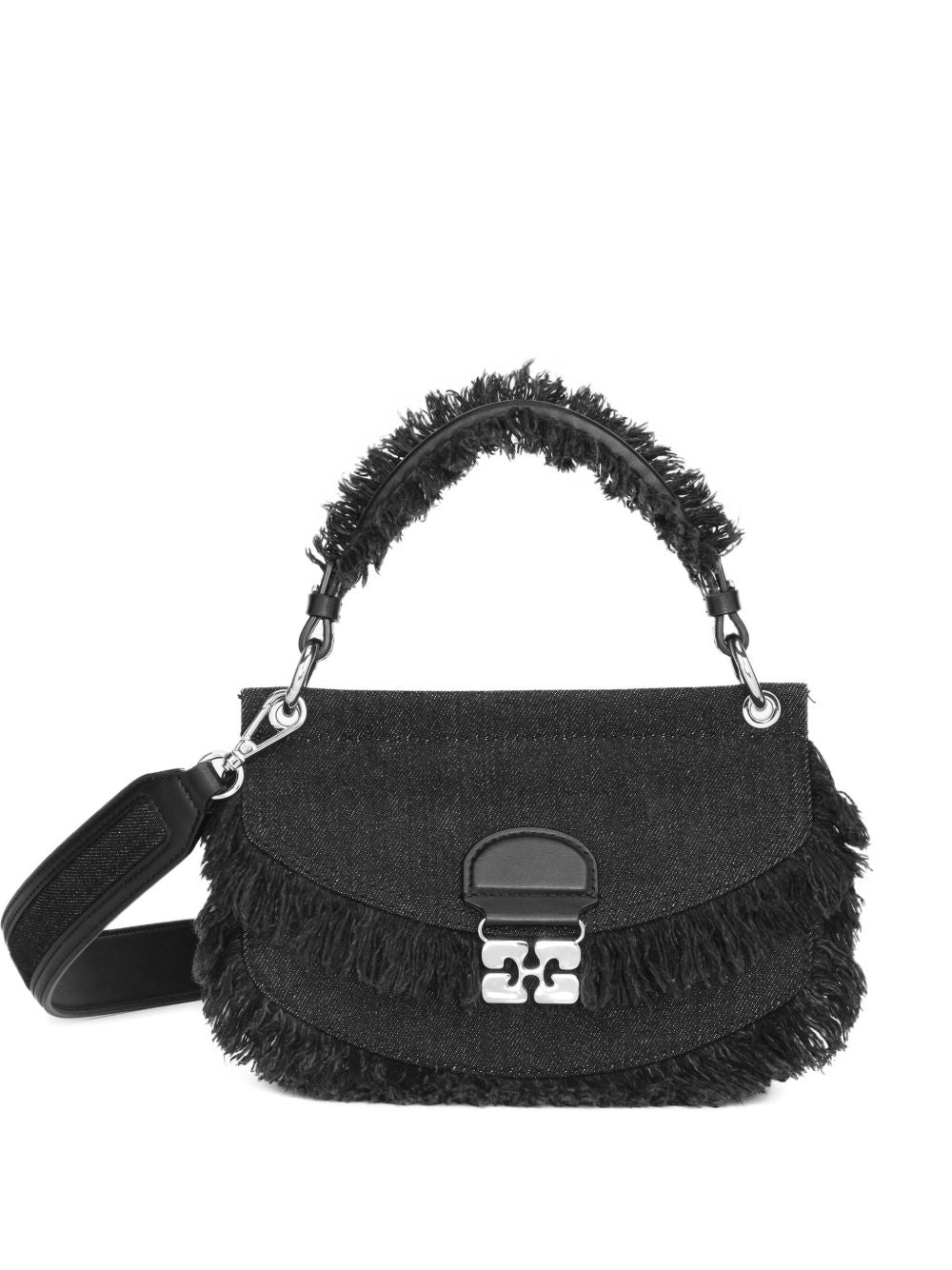 Borsa denim a mano con logo in nero Ganni - donna 