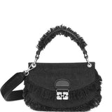 Borsa denim a mano con logo in nero Ganni - donna 