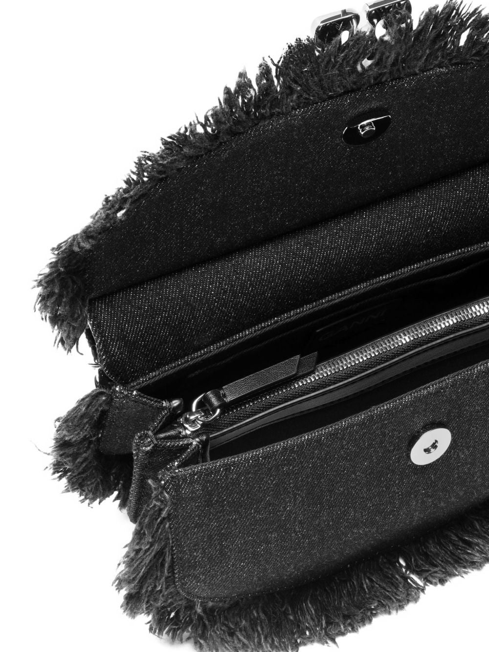 Borsa denim a mano con logo in nero Ganni - donna 