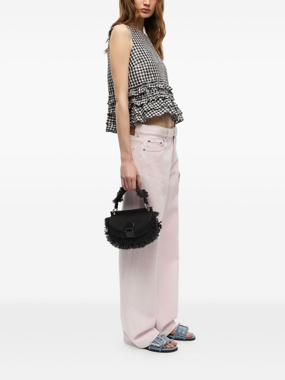 Borsa denim a mano con logo in nero Ganni - donna 